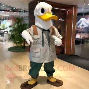 nan Goose mascot costume character dressed with a Cargo Shorts and Gloves