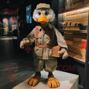 nan Goose mascot costume character dressed with a Cargo Shorts and Gloves