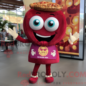 Maroon Pizza Slice mascot...