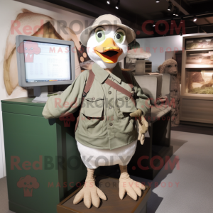 nan Goose mascot costume character dressed with a Cargo Shorts and Gloves