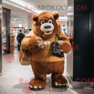 Brown Bison mascot costume...
