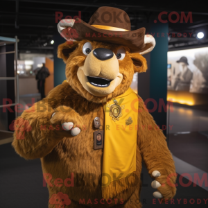 Gold Bison maskot kostume...