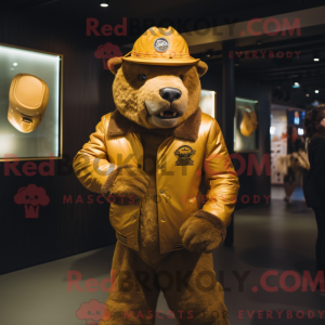 Gold Bison maskot kostyme...