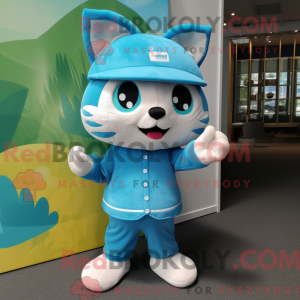 Cyaan Cat mascottekostuum...