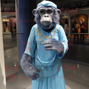 Himmelblå chimpanse maskot...