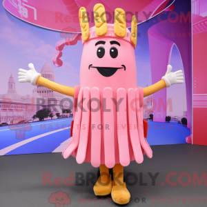 Roze friet mascottekostuum...