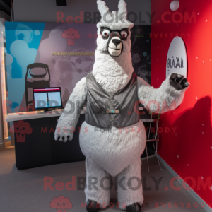 Sølv lama maskot kostume...