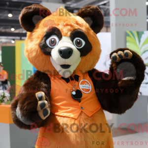 Orange Brillebjørn maskot...