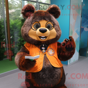 Orange Brillebjørn maskot...