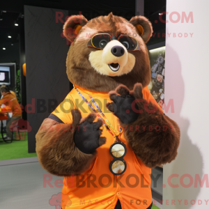 Orange Brillebjørn maskot...