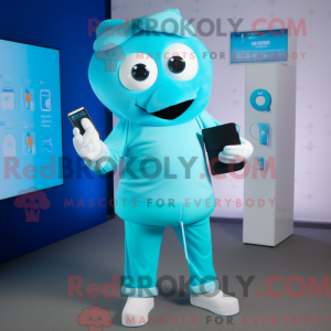 Cyan Phone maskot kostyme...