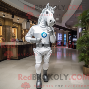 Silver Horse mascot costume...