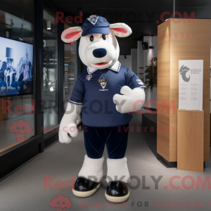 Navy Holstein Cow maskot...