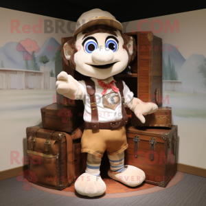 nan Treasure Chest mascot costume character dressed with a Dress Shirt and Backpacks