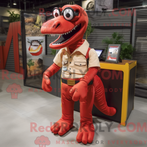 Rød Tyrannosaurus maskot...