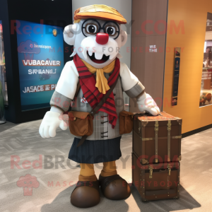 nan Treasure Chest mascot costume character dressed with a Dress Shirt and Backpacks