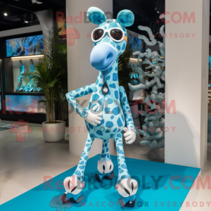 Sky Blue Giraffe mascotte...