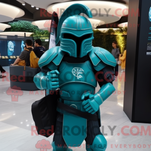 Teal Spartan Soldier mascot...