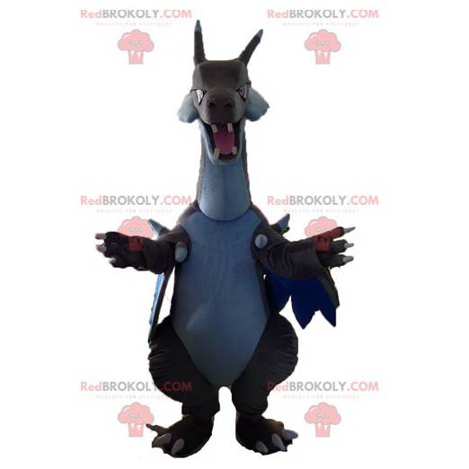 Very impressive white and blue gray dragon mascot -