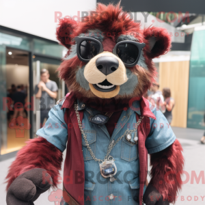 Maroon brillebjørn maskot...