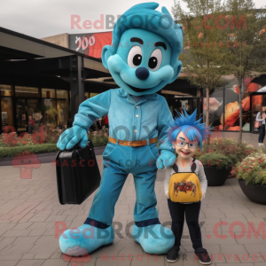 Teal Acrobat mascot costume...
