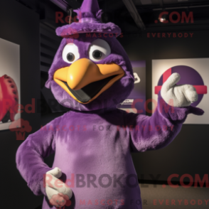 Fantasia de mascote de galinhas roxas com macacão e cintos - Galinhas mascotes - REBROKO_331898 - RedBrokoly.com