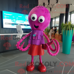 Magenta Squid Maskottchen...