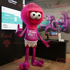 Magenta blæksprutte maskot...