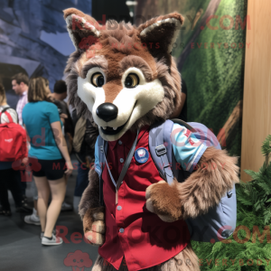 Maroon Wolf mascot costume...