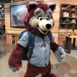 Maroon Wolf mascot costume...