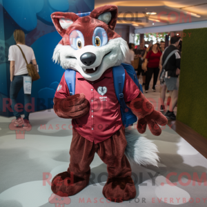 Maroon Wolf-mascottekostuum...
