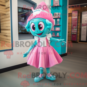 Teal Pink Maskottchen...
