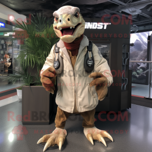 Beige Utahraptor mascotte...