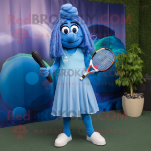 Blå tennisketcher maskot...