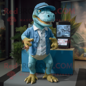 Cyan T Rex mascotte kostuum...