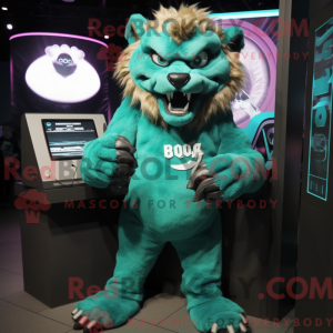 Blågrøn Smilodon maskot...