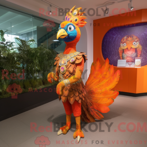 Oranje pauw mascotte...