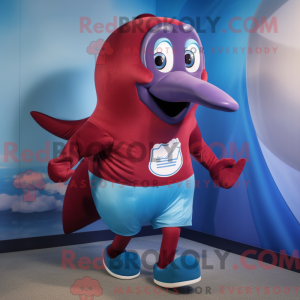 Maroon Blue Whale mascot...