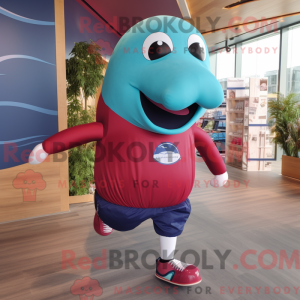 Maroon Blue Whale mascot...