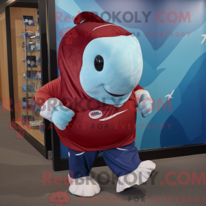 Maroon Blue Whale mascot...