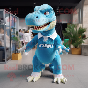 Cyan T Rex maskotdräkt...