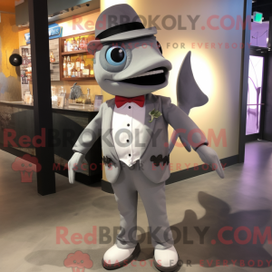 Grå Ceviche maskot kostume...