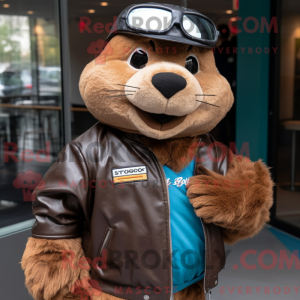 Brown Beaver mascot costume...