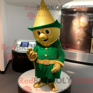 Guld Leprechaun Hat maskot...
