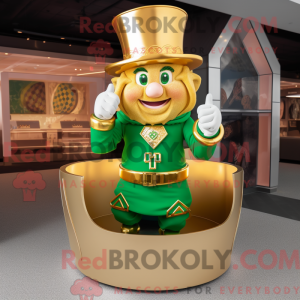 Guld Leprechaun Hat maskot...