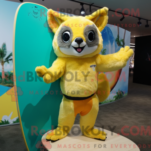 Fantasia de mascote Esquilo-voador amarelo-limão com bermuda e luvas sem dedos - Mascotes esquilos voadores - RedBrokoly.com