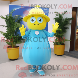Cyan Lemon mascot costume...