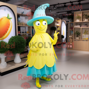 Cyan sitron maskot drakt...