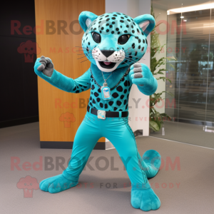 Turquoise Cheetah mascotte...