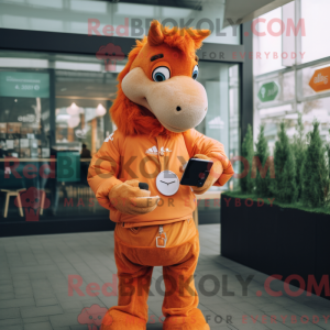 Orange Horse maskot kostume...